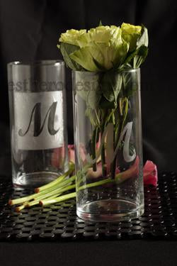 Glass Etched Monogram Vase